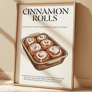 Cinnamon Roll Gift | Cinnamon Bun Decor | Swedish Retro Print | Bakery Wall Art | Food Art Poster | Print for Kitchen | Housewarming Gift