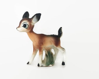 Vintage Deer Figurine, Bone China Animal, Spotted Fawn