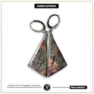 Natural  Moss Agate Earrings, Gemstone Dangle Earrings, Gift for Her, Handmade Jewelry Set | Triangle Earring stone