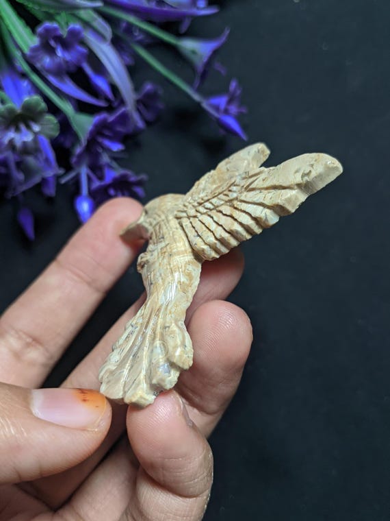 ヤシの根瑪瑙ハチドリ彫刻：天然石ネックレス - Etsy 日本