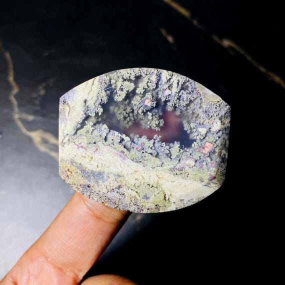 Natural Moss Agate Cabochon 43x37x6mm Scenic Agate Gemstone, Dendritic Moss Stone, Jewelry Making Supply, One of a Kind