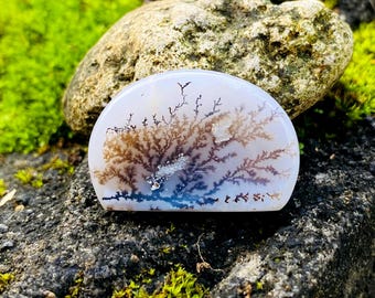 Dendritic Agate Cabochon: Natural Scenic Stone for Wire Wrapping Jewelry Making (26x18x4 mm)