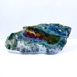 Moss Agate Slab Polished 120x50x5mm - Natural Gemstone Slice for Jewelry & Collectors, Healing Crystal Decor