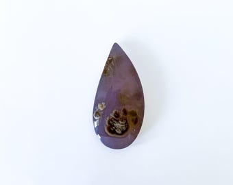 Purple Plume Agate Cabochon: Indonesian Teardrop Gemstone (34x16x5 mm)
