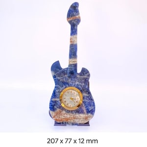 Electric guitar shape carved blue sodalite Agate, unique