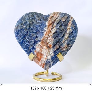 Sodalite Heart- Throat Chakra with wings carved