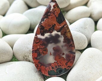 Red Moss Agate Teardrop Cabochon 40x15 mm, Natural Agate Gemstone for Jewelry Making, Loose Agate, Designer Agate, Wholesale Lot