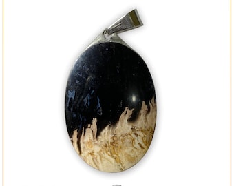 Fossilized Palmroot Jasper Handmade Wrap Stainless Pendant