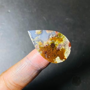 27 x 18 x 3 mm rode mosagaat cabochon | Druppel dendritische agaat edelsteen | Steen met natuurlijk landschapspatroon voor draadwikkelen en sieraden maken