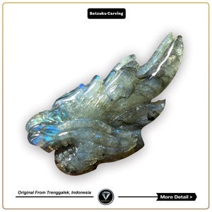 Labradorite Carved Dragon Head: 3D Crystal Healing Decor