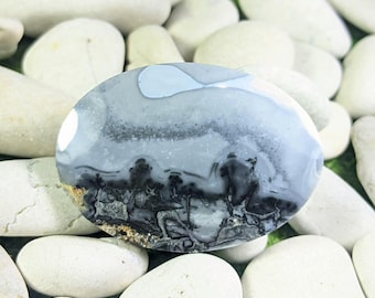 Maligano Jasper Cabochon 30x42x5 mm Oval | Scenic Landscape Gemstone for Bead Embroidery, Wire Wrapping, Jewelry Making, Natural Dendritic.