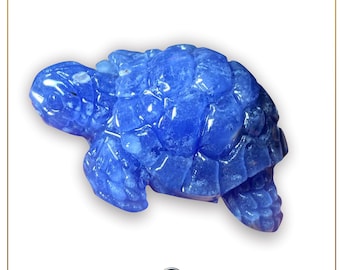 Sodalite Turtle - Logic, Insight, Connection, Communication - Blue Sea Turtle Carving Stone Healing Crystals Gemstone.