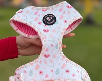 Floral Dog Harness - No Pull Adjustable Training Vest - Cute and Comfy Dog Walking Gear - Stylish Puppy Harness for Small & Large Dogs