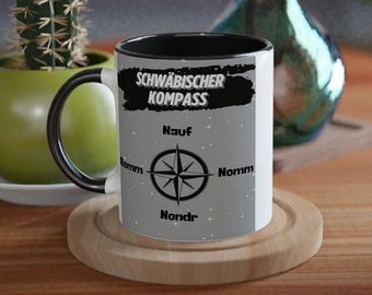 Schwabentasse - Funny ceramic mug with Swabian compass | Gift for Baden-Württemberg