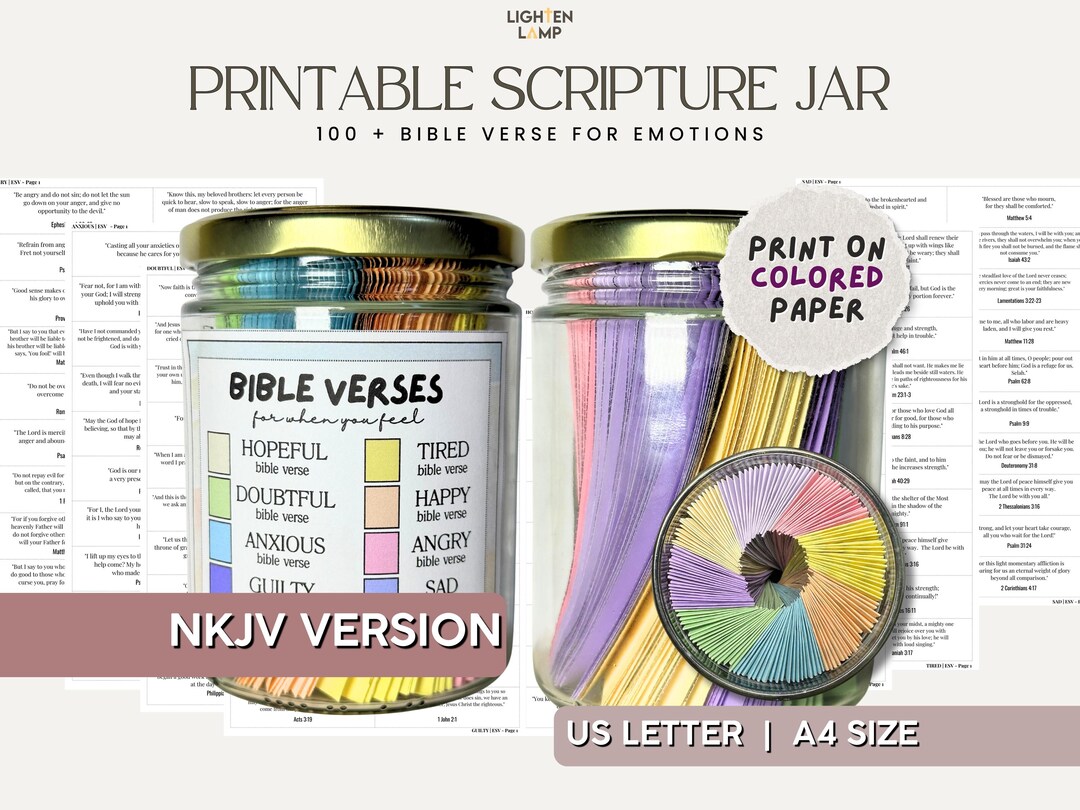 DIY Jar Bible Verse Printable Scriptures Jar for Emotions Christian Jar ...