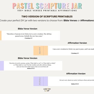 DIY Pastel Color Jar Bible Verse Affirmation Printable Scriptures Jar ...