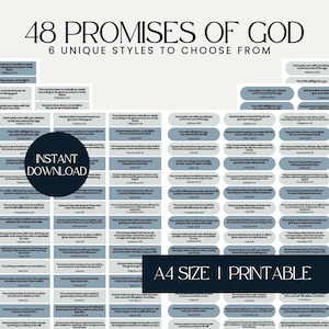 Versets bibliques imprimables : Promesses de Dieu : Versets bibliques encourageants, promesses de Dieu, Cartes imprimables « Promesses de Dieu » bleu