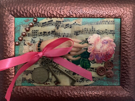 Pink Valentine’s Day wall art, **NOT** a print, mixed media artwork, sculpture
