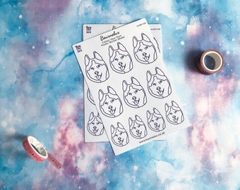 Colour Your Own Husky Planner Sticker Sheet | Journal stickers, dog stickers, scrapbook, DIY diary, bullet journal