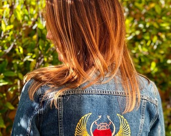 Scarab Hand Embroidered Denim Jacket