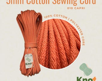 Sznurek do szycia Capri Cotton: 5 mm pleciona lina, rdzeń poliestrowy – 100 m do szycia torebek w zygzak