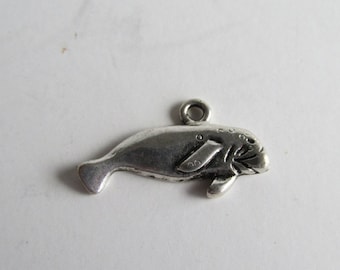 Manatee, Sea Cow, TWO Charms, Antique Silver   AP2032