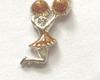 Sixteen (16) pieces, Silver Plated Enamel, Cheerleader, Charms    25 x 11mm    SP-16