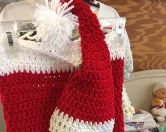 Christmas, Santa Set, Crocheted Cocoon, Newborn - 3 months