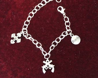 Silver plated, Bracelet, Charms, Faith, Family, Firearms,    FB-2