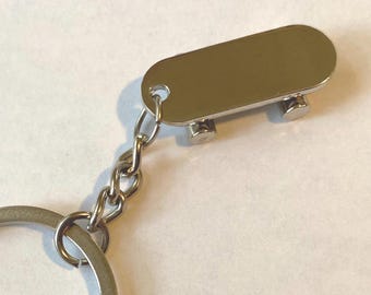 Stainless Steel, Key Chain, 1" Skate Board,  KC22