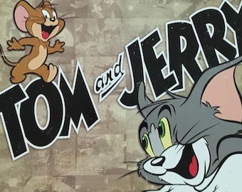 Tom & Jerry, Retro Panel, Horizonal metal sign, 12 x 16, USA H1855