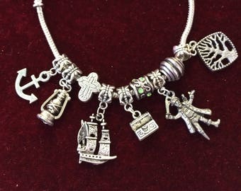 Pirate, Ahoy Matey, fashion, charm, silverplared, snake, bracelet  PIR1