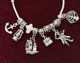 Pirate, Ahoy Matey, fashion, charm, silverplared, snake, bracelet  PIR1