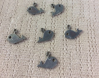 Whale, fish, charms, pewter, 12 mm