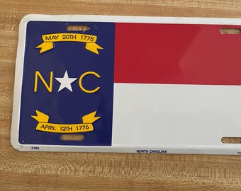 Vintage 1990s North Carolina License Plate: Aluminum Tag, 12" x 6"