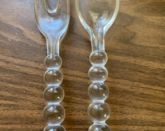 Imperial Glass, Candlewick Crystal, Salad Serving Set, Fork & Spoon