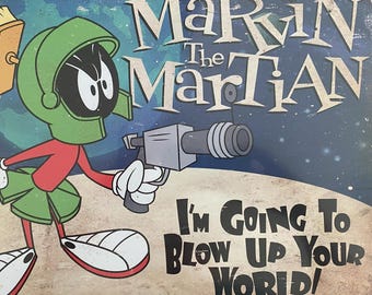 Marvin the Martian, Warner Bros, metal sign, 12 x 16, USA H2018