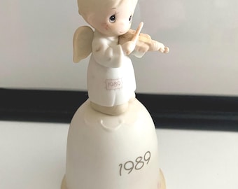 Precious Moments, Decorative, Bell, Oh Holy Night, 1989, Angel Violin Player, 5.25" tall