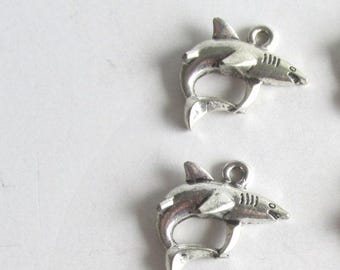 Shark, Charm, Tibetian Style, Pewter Alloy,  Lot of 6 charms  SK6