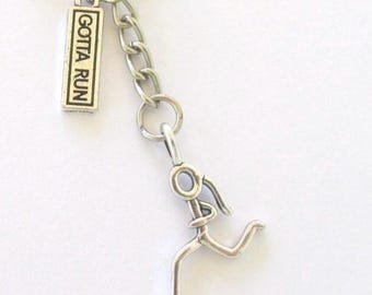 Key Chain, Stainless Steel, Running Girl, Gotta Run    KC8