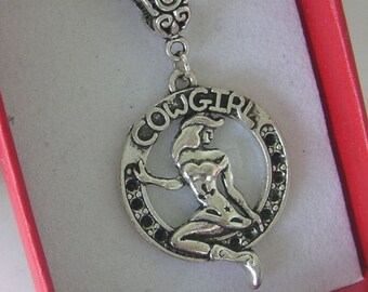 Cowgirl, Pewter Pendant, with bail    BCG