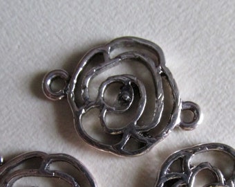 Connectors, Spacers, Tibetan, Antique Silver, Pewter Alloy, Rose, 3 cm  C1007