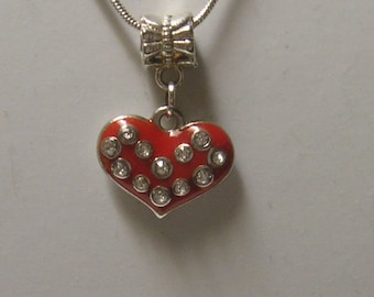 Rhinestone, heart, 18KGP, fashion, snake chain, necklace, 18" long