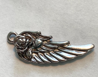 Rose & Wing, 6 Charms, Antique Silver, Pewter