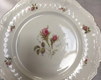 Lithenbach, Bavaria, Germany, Moss Rose, Dinner Plate, gold trim, 8 1/2” diameter