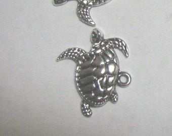 Turtle, Sea, Charm, Ocean, Antique Silver, Pewter    ST-1