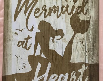 Mermaid At Heart, Retro metal sign, 12 x 16, USA V2303