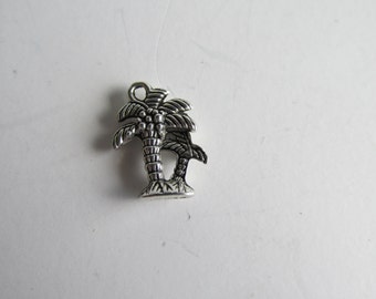 Coconut, Palm Tree, Charm, 3-D double sided, antique silver, pewter charm    AP98