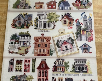 50 Houses to Cross Stitch, 17 Pages,  by Sam Hawkins, Booklet, 1992, 3601