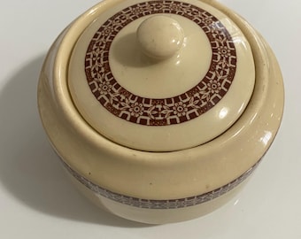 Syracuse China, Iroquois H-3, covered sugar bowl, early 1900s